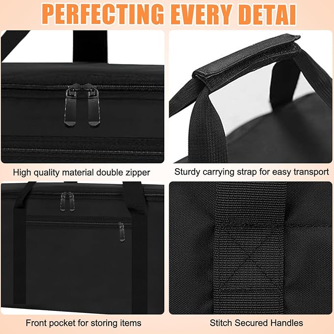 Grill Tool Storage Bag, Outdoor BBQ Utensil Storage with Pockets for BBQ Tools up to 22", Large Grilling Utensil Holder Storage Caddy, Barbecue Tool Sets Case for Camping Picnic,Bag Only,Black