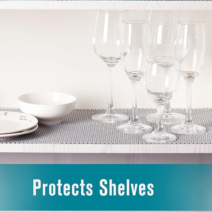 Shelf and Drawer Liner, Non-Adhesive Non Slip and Grip Durable Clean Pad Full Size 17.7 Inches x 20 Feet for Drawers, Shelves, Cabinets, Storage, Kitchen, Desks, Kitchenware, Tableware, White