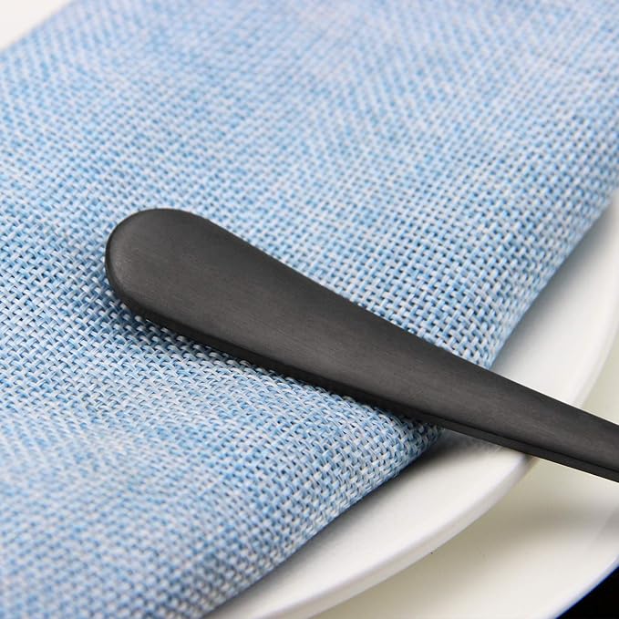 Serving Spoons, Matte Black X-Large Spoons, 6 Pieces 9.8 Inches Serving Tablespoons, AOOSY Stainless Steel Solid Buffet Banquet Flatware Kitchen Basics Serving Spoon Big Ladle Spoon