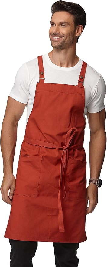 Unisex Kitchen Apron, Cross Strap Apron with 2 Pockets, Durable Waterproof Professional Apron