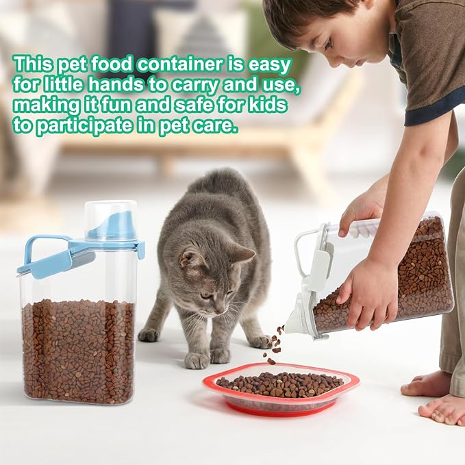 TBMax 2 Pack Rice Container Cereal Storage Container 3.2 Quarts, Kitchen Pantry Dry Food Storage Holder with Easy-Pouring Spout & Handy Cup, Small Pet Dog Cat Food Dispenser for Daily Feeding