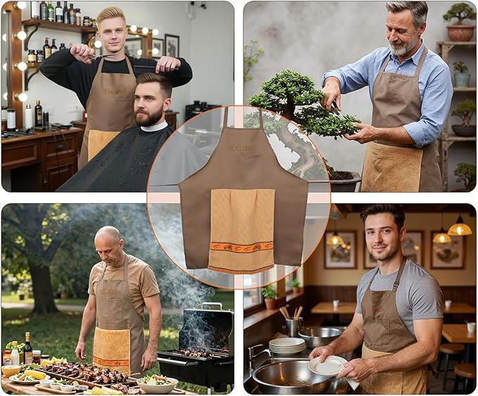 CACHIL funny chef apron - Prank Apron with Pocket and Funny Hidden Surprise-Novelty Gag Gifts for Men - funny chef aprons for adults - Suitable for BBQ parties, holiday gatherings and gift giving