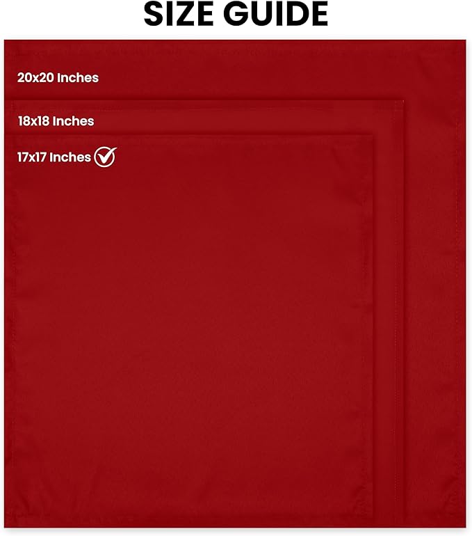 Utopia Home [24 Pack, Red] Cloth Napkins 17x17 Inches, 100% Polyester Hemmed Edges, Washable and Reusable Ideal for Parties, Weddings and Dinners