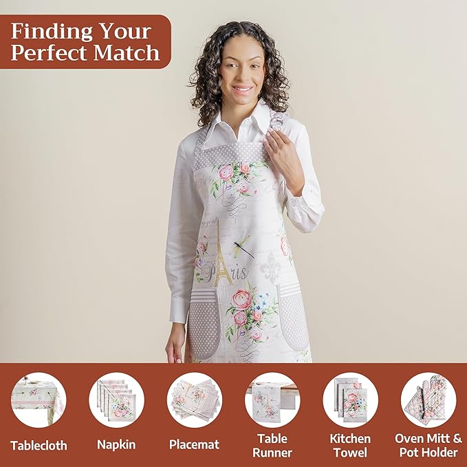 Maison d' Hermine 100% Cotton Apron for women with Pocket Kitchen Chef Apron for Men Cooking Mothers Day Gifts