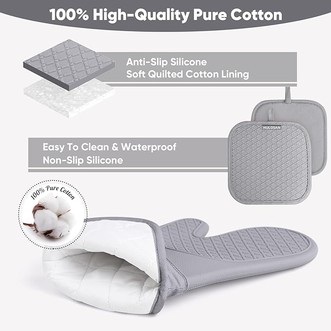 Silicone Oven Mitts Pot Holder Kitchen-Towels100% Cotton Dish Towels for Kitchen,Super Soft and Absorbent Kitchen Hand Towels/Tea Towels.Pot Holder,Oven Mitt Heat Resistant,Silicone Grip,Gift Set