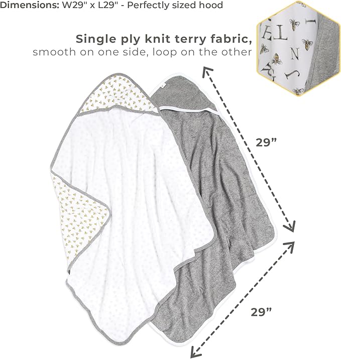 Burts Bees Baby Infant Hooded Towels, Unisex Bath Essentials and Newborn Necessities, Soft Nursery Towel with Hood Set, Size 29 x 29 Inch