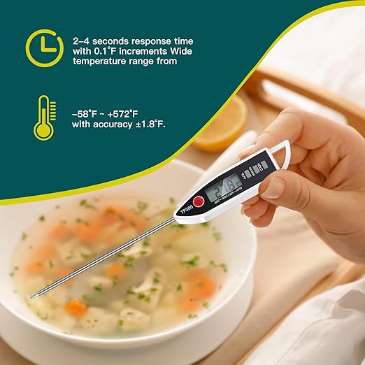 Copkim 6 Set Waterproof Food Thermometer for Water, Liquid, Candle and Cooking Digital Meat Thermometer with Long Probe Instant Read for Kitchen BBQ Grill Candy (Black,White,Red)