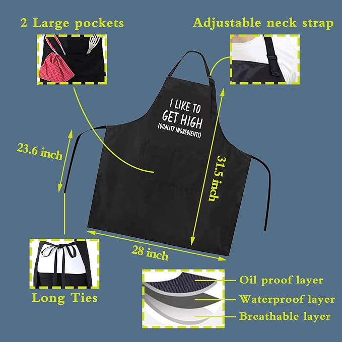 Funny apron for men Adjustable Waterproof with Pockets for Cooking Baking BBQ Gift Apron for Day, Birthday Gifts