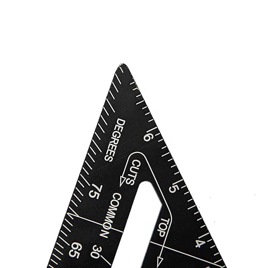 Beslands Carpenter Square 7 inch, Rafter Square Tool Metal Aluminum Alloy for Carpentry Layout Measuring Wood Square Triangle Right Angle 90 Degree Ruler Protractor Black Imperial, Framing Square