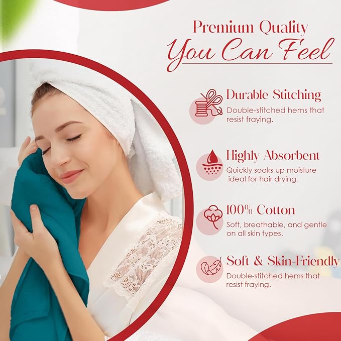 RIVERSIDE 6 Pack Premium Hand Towels Set, 16x28 inches, 100% Ring Spun Cotton, 600 GSM, Soft, Quick Dry and Highly Absorbent, Towels for Bathroom, Kitchen, Gym, Spa - Teal