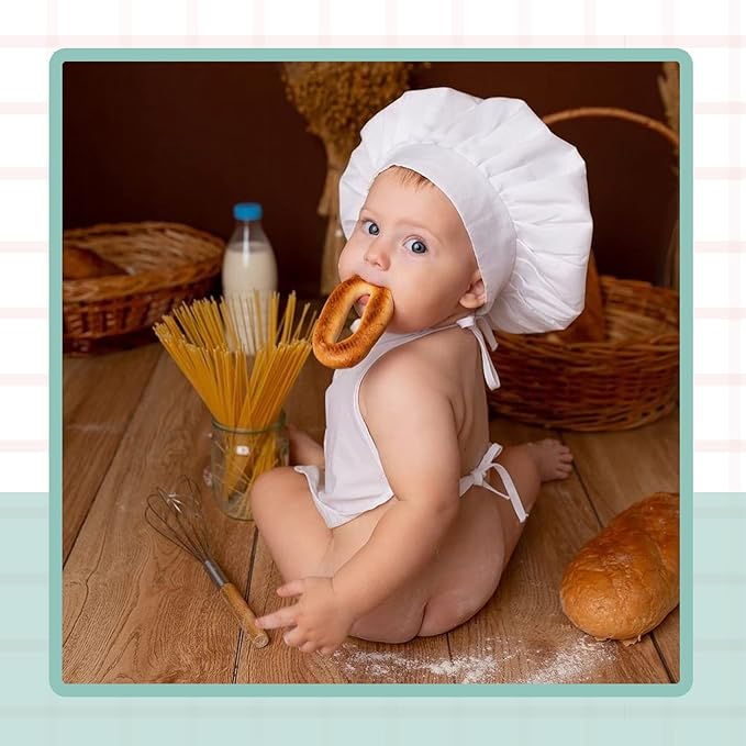 KHC-KHF Newborn Photography Prop Baby Chef Outfits Chef Hat Apron Set Infant Chef Costume Toddler Cosplay Costume Boy Girl