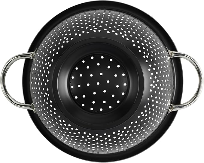 GoodCook Gourmet Colander, 5qt capacity, Stainless Steel with Handles and Elevated Pedestal Foot, Bold Black