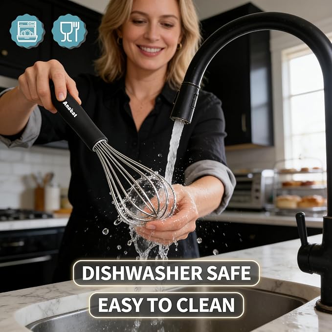 Anaeat Stainless Steel Kitchen Whisk Set of 5, Milk and Egg Beater Blender with Thick Wire for Whisking, Cooking, Baking, Beating and Stirring - 5"+7" Mini Whisk and 9''+11''+12'' Balloon Whisks