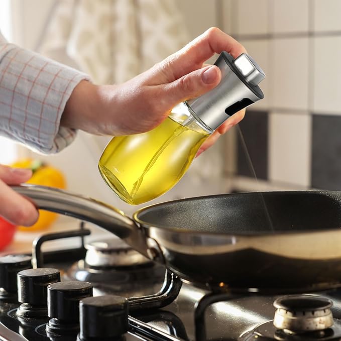 Hushee 2 Pcs 350ml Olive Oil Dispenser Bottle for Kitchen & 1 PC 200ml Oil Sprayer for Cooking with Silicone Funnel, Tray, Stickers, Coffee Syrup Dispenser for Soy Sauce Salad Air Fryers