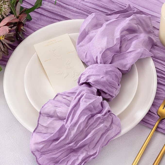 50 Pack Lilac Cheesecloth Napkins Cloth Spring Summer Cloth Napkins Set of 50 Bulk 21x21 Inches for Wedding Baby Bridal Shower Birthday Dinner Party Home Table Decor