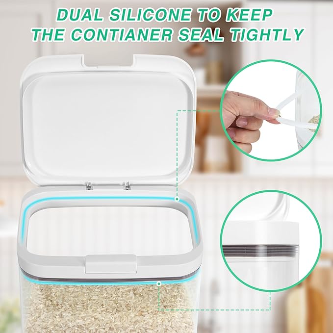 TBMAXS Flour Sugar Storage Containers, 2Pack 2.9 Qt + 4.75 Qt Food Storage Container with Pop-to-Flip Lids for Rice Dog Food Dog Treat Storage, Kitchen Organizers and Storage