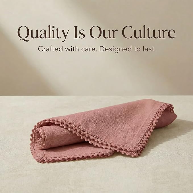 ACCENTHOME Blush 12-Piece 18x18 inch Cotton Dinner Napkins - Soft, Premium Hotel Quality, Reusable, Perfect for Family Dinners, Weddings & Everyday Use