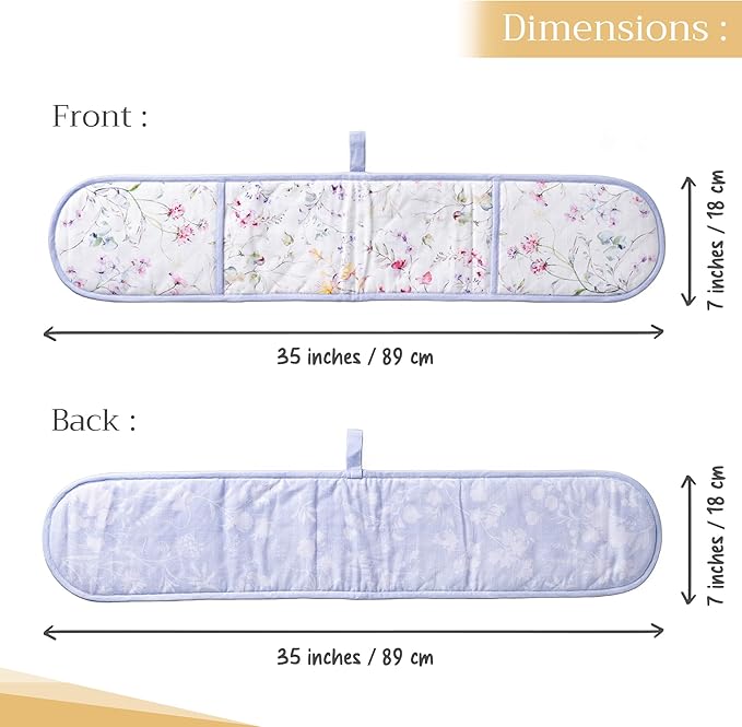 Maison d' Hermine Double Oven Mitts 100% Cotton 7"x35" Double Oven Mitt Heat Resistant BBQ Cooking Gloves with Loop Baking Grilling Gifts for Mothers Day Spring Summer (Summer Floral)