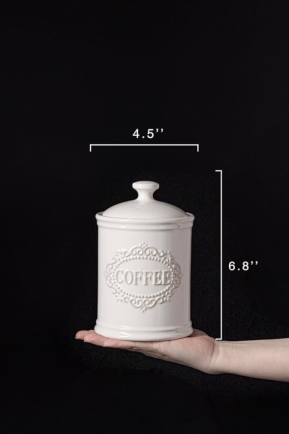 Ceramic Canisters Sets For The Kitchen Canisters For Countertop Set of 3 Airtight Coffee Canisters For Ground Coffee Sugar Storage With Lids Farmhouse Containers for household or kitchen use