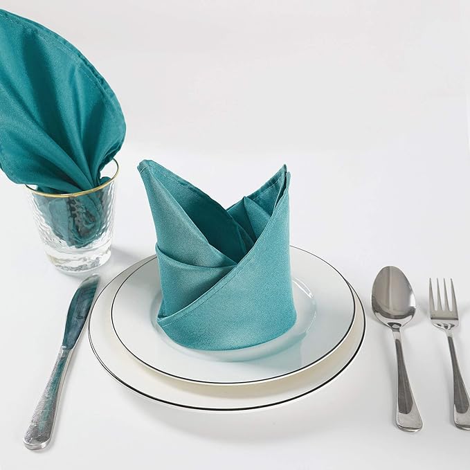 Cloth Napkins 17x17 inch Washable Polyester Dinner Napkins Soft Table Napkins for Wedding Party Dining Banquet(Teal,100PCS)