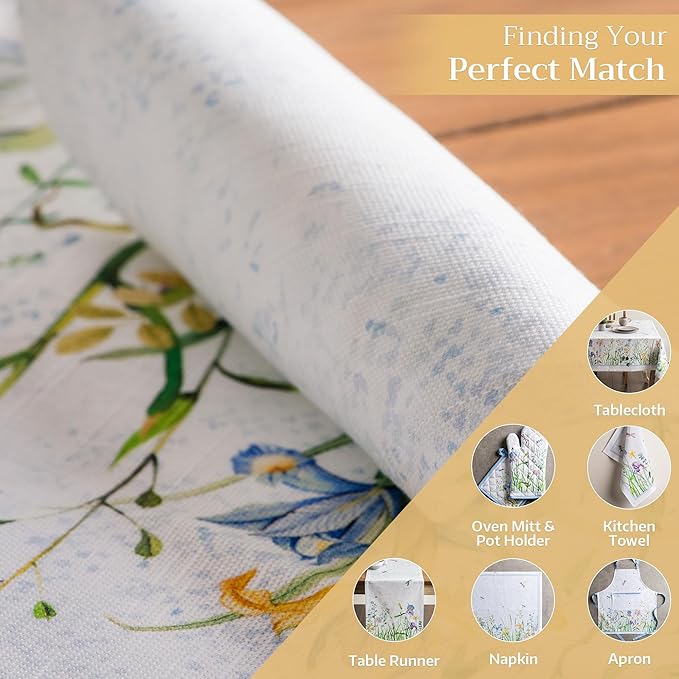 Maison d' Hermine Placemats Set of 4 100% Cotton Washable Cloth Place Mats Reusable Table Mats for Kitchen Dining Party Wedding Gifts for Mothers Day Spring/Summer (Fleurs De Mai, 13" x 19")