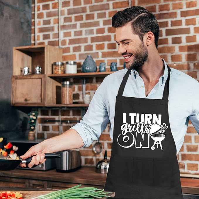 Grilling Aprons for Men,Cnavas Corss Back with Large Pockets Adjustable Chef Aprons, Funny Gifts for Men