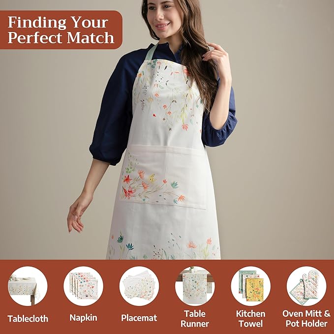 Maison d' Hermine 100% Cotton Apron for women with Pocket Kitchen Chef Apron for Men Cooking Mothers Day Gifts