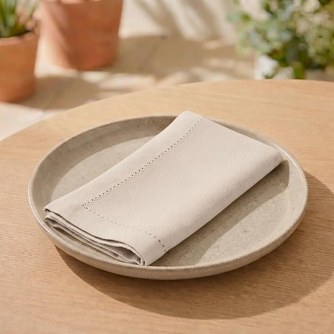 PurpleEssences Set of 12 Hemstitch Cloth Dinner Napkins 100% Cotton - Soft Durable Washable - Ideal for Wedding Spring Easter Summer - Perfect Everyday Use Table Linen 18x18 - Royal Linen