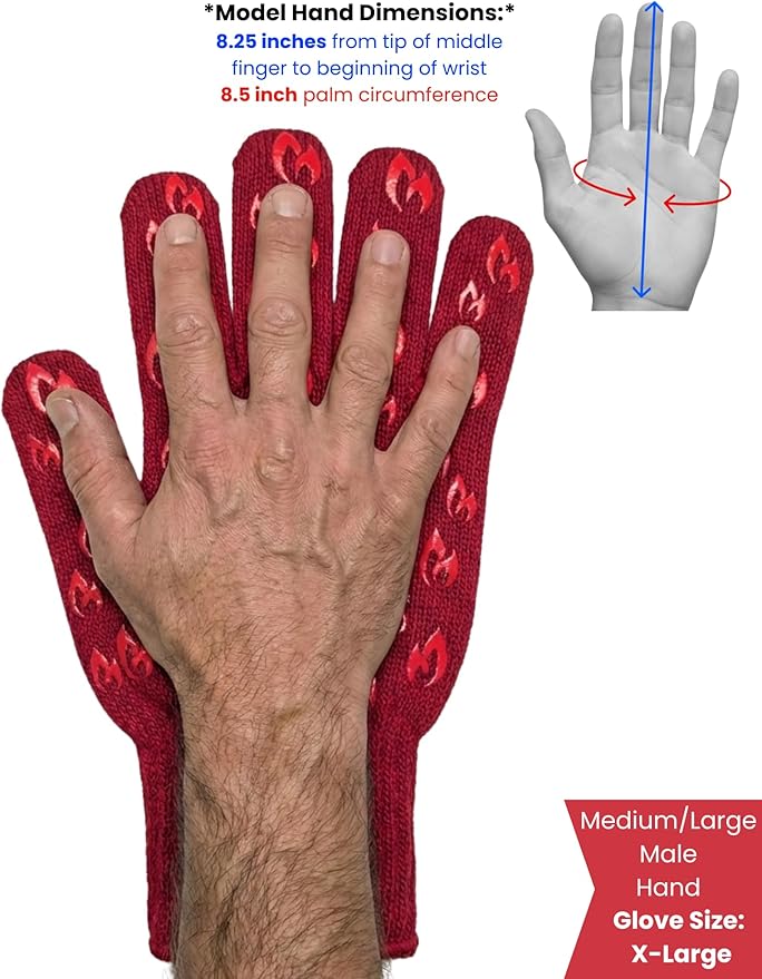 Grill Armor Oven Gloves with Fingers – 932°F Heat, Fire & Cut Resistant Mitts for BBQ, Grill, Cooking, Grilling, Baking, Smoker & Fire Pit