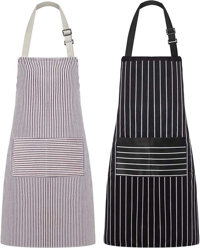 Syntus Apron for Men Women, Adjustable Cooking Kitchen Chef Aprons with 2 Pockets, Cotton/Polycotton/Polyester