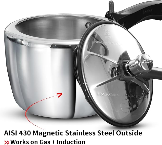 Hawkins 2.5 Litre Triply Stainless Steel Pressure Cooker, Inner Lid Cooker, Silver (HSST25)