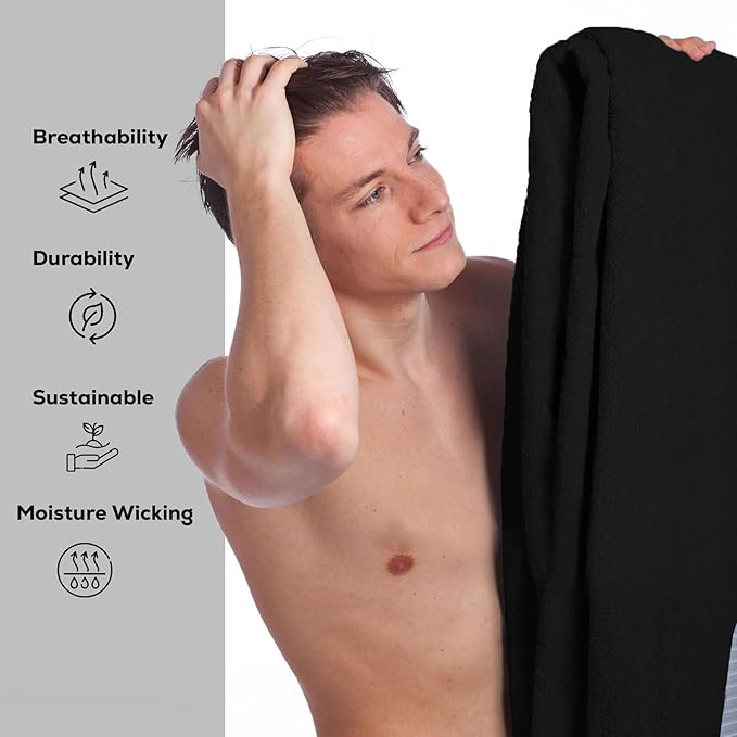 GOLD TEXTILES Premium Black 100% Cotton Bath Towels Set (24 Pack, 24 x 50 Inch) High Absorbency Multipurpose Quick Drying Pool Gym Hotel Spa Bath Towel (24, Black)