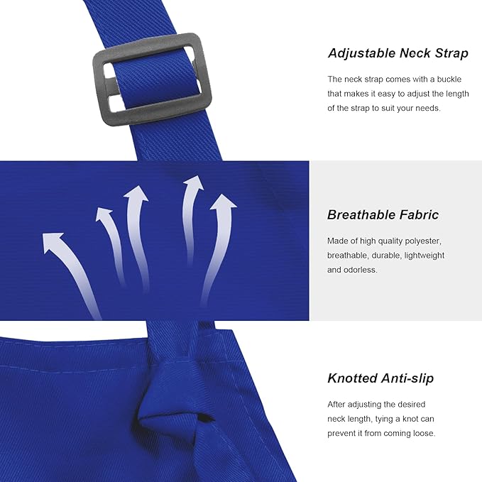 15 Pcs Adult Aprons Bulk with Pockets Adjustable Bib Chef Apron for Women Men Painting Cooking Crafting (S/L)