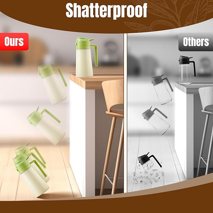 Baalaka Oil Sprayer for Cooking, Olive Oil Dispenser Bottle for Kitchen, 2 in 1 oil dispenser and oil sprayer, Stainless Steel Oil Bottles for Kitchen, Air Fryer BBQ Salad Baking (Green 16oz/470 ml)
