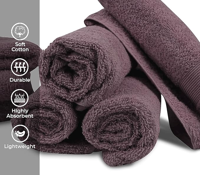 Premium Hand Towels Pack of 6 (16" x 30”) 100% Combed Ring Spun Cotton | Highly Absorbent Hand Towels Set | Ultra Soft for Home, Gym & Spa (Purple Ash)