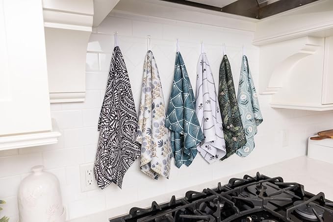 Premium Kitchen Tea Towel | Microfiber Waffle Weave | Quick Dry | Super Absorbent | Double-Sided Designer Prints | 2 Pack (Marigold)