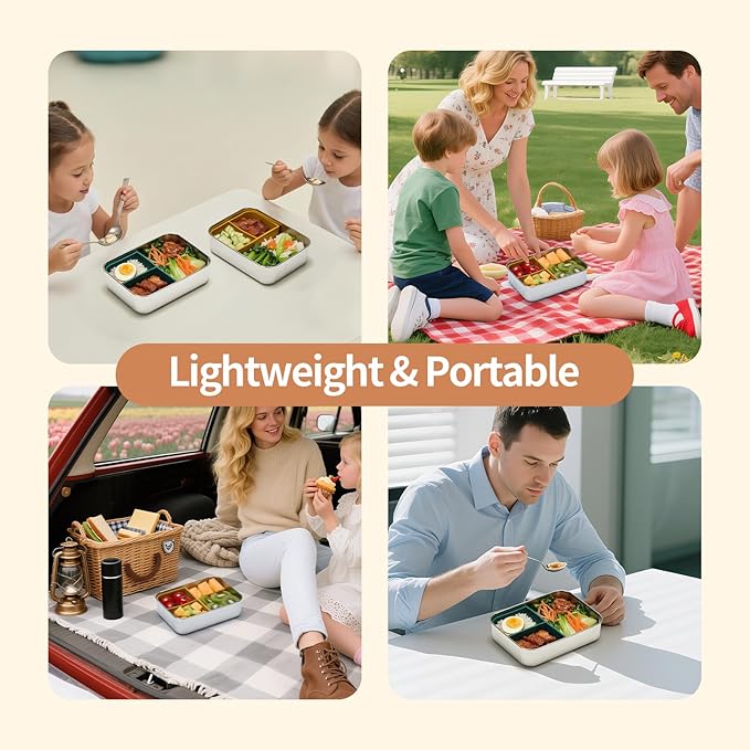 Stainless Steel Bento Box for Kids Adults, Toddler Lunch Box Containers with Silicone Lid,Removable 3 Compartment Design,Leakproof Snack Container, BPA Free, Dishwasher Safe-(1200ml,Yellow)