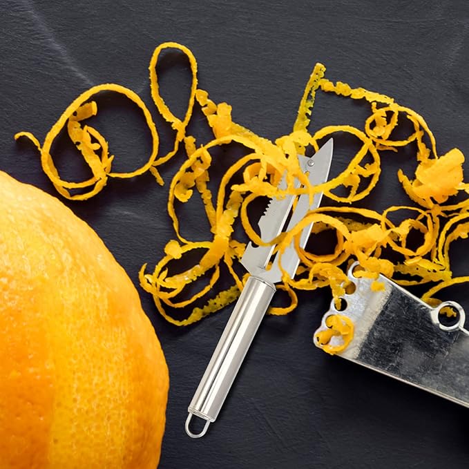 BESTonZON Stainless Steel Multifunction Peeler 8.46In with Fish Scale Scraper Bottle Opener and Comfortable Handle Kitchen Gadget for Fruit Vegetable Prep