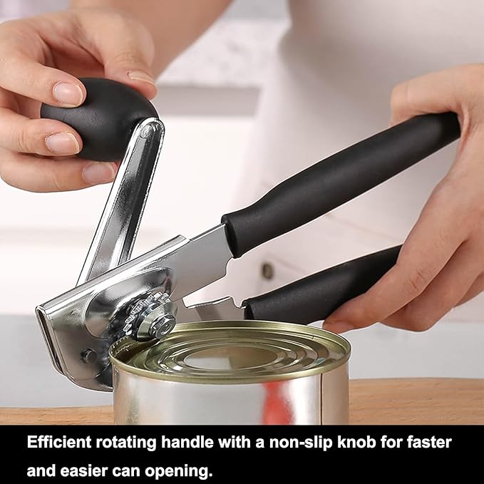 Commercial Can Opener DENENTT Professional Manual Can Opener Heavy Duty - Ergonomic Extended Handles & Smooth Edge Design, Effortless Handheld Tool for Large Cans, Kitchens, Seniors