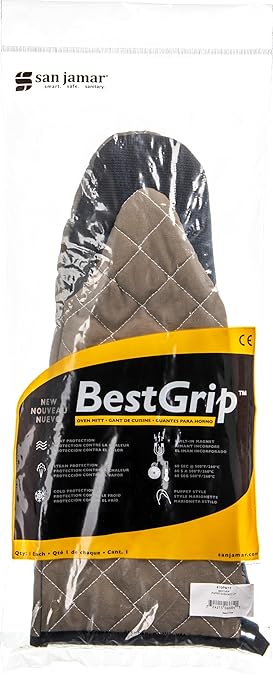 San Jamar 810PM17 Bestgrip Puppet Oven Mitt with Ma, Brown, 17" Length