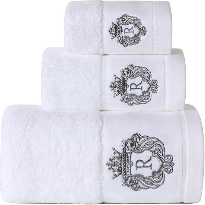 Luxury Bathroom Super Soft and Highly Absorbent Premium 100% Cotton Bath Towel Set for Gifts (White-R)