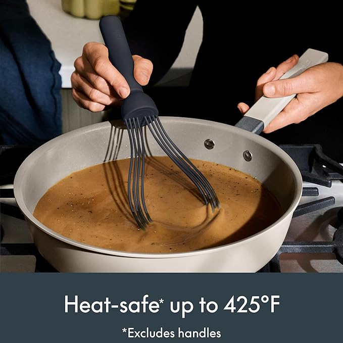 bella 2 Piece Compact Masher and Whisk Set, Fold Flat, Stainless steel and silicone, Foldable Masher, Ballon Whisk, Flat Whisk, Non-stick, Nonslip, Heat safe to 425°F, Slate