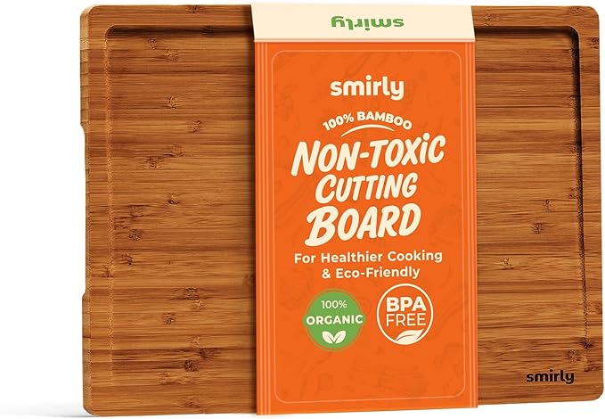 SMIRLY Wood Cutting Boards For Kitchen - Bamboo Cutting Boards For Kitchen Cutting Board, Bamboo Cutting Board Set With Holder, Chopping Board, Butcher Block, Small Wooden Cutting Board Set