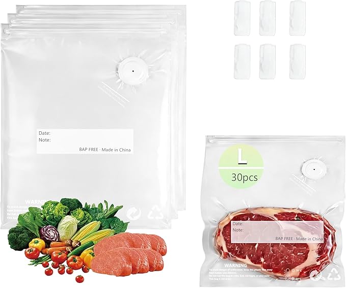 Universal Reusable Vacuum Sealer Bags for Food – 30 Pack 11.8 * 13.4 Inches, Compatible with Most Handheld Vacuum Sealers, Ideal for Sous Vide,Food Storage, Freezer | Leak-Proof, BPA-Free, Triple seal, 90 μm Thickened bag, Superior sealing, Washable