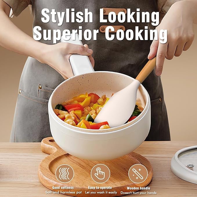 Silicone Cooking Utensils Set - AVGPD Silicone Kitchen Utensils for Cooking Wooden Handles, 446°F Heat Resistant Kitchen Utensil Spatula Sets w Holder, Gadgets for Non-Stick Cookware BPA FREE (Khaki)