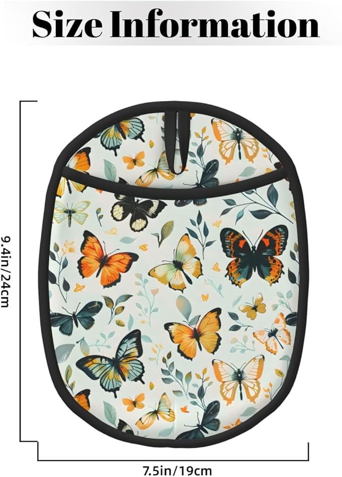 Butterfly Silicone Pot Holders Set of 2, Heat Resistant up to 500°F, Non-Slip Kitchen Hot Pads with Pocket and Soft Quilted Cotton Lining for Baking, Cooking and Hot Pots