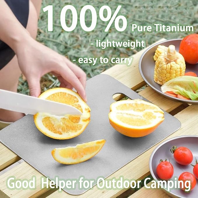 100% Pure Titanium Cutting Board Set of 3, Double-Sided Pure Cut Titanium Cutting Boards for Kitchen Dishwasher Safe, Food-Grade Metal Meat Chopping Board Mat for Home & Outdoor Camping (M+L+XL)
