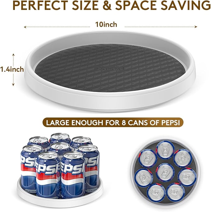 Lazy Susan Turntable Organizer 4 Pack - 10 Inch 360° Rotating Trays for Kitchen Cabinet, Pantry, Countertop, Fridge - Non-Skid Spice Rack Storage for Bathroom, Vanity, Makeup