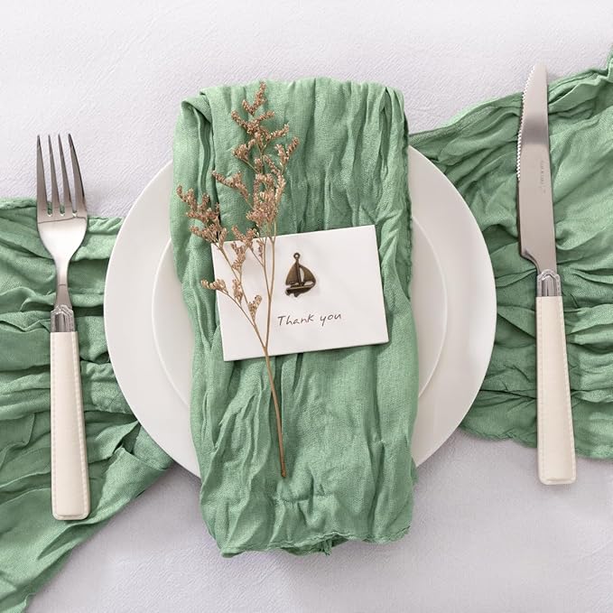 20 Pack Sage Cheesecloth Napkins Cloth Light Green Spring Summer Cloth Napkins Set of 20 Bulk 21x21 Inches for Wedding Baby Bridal Shower Birthday Dinner Party Home Table Decor