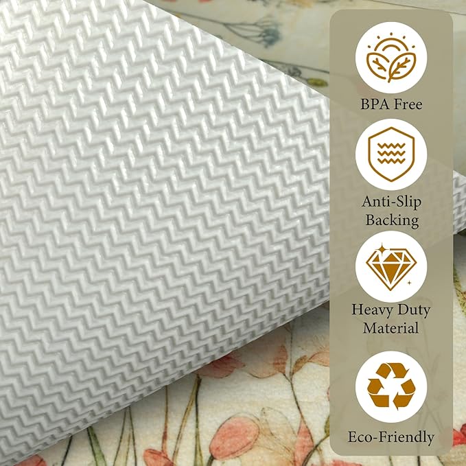 Vinyl Placemats Set of 6-12x17 Inch - Heat Resistant Washable Place Mats Waterproof Non-Slip Wipeable Table Mats for Dining Table Decor, Spring Outdoor Plastic Placemat